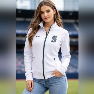 Nike Seattle Mariners Jacket Women M White Full Zip MLB Track Jacket.